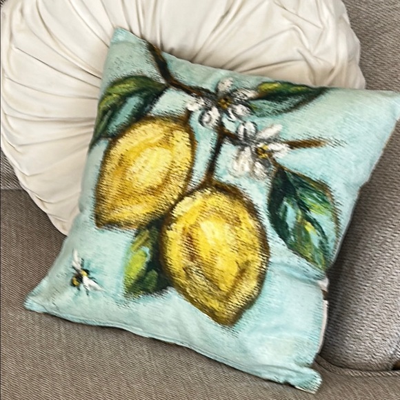 NEW! Cottage Farmhouse Lemon & Honey Bee Accent Throw Pillow - Picture 6 of 9